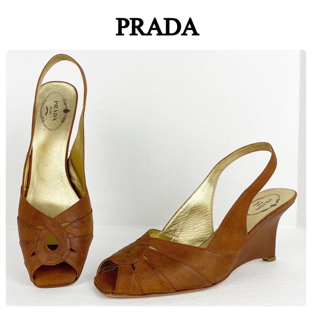 Prada Slingback Peep Toe Wedge, EU 39.5